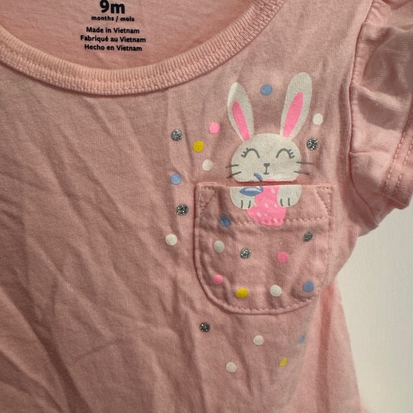 NWOT Carter's 9M Girls Pink Bunny Tulle Short Sleeve Top Blouse for Easter - Picture 2 of 5